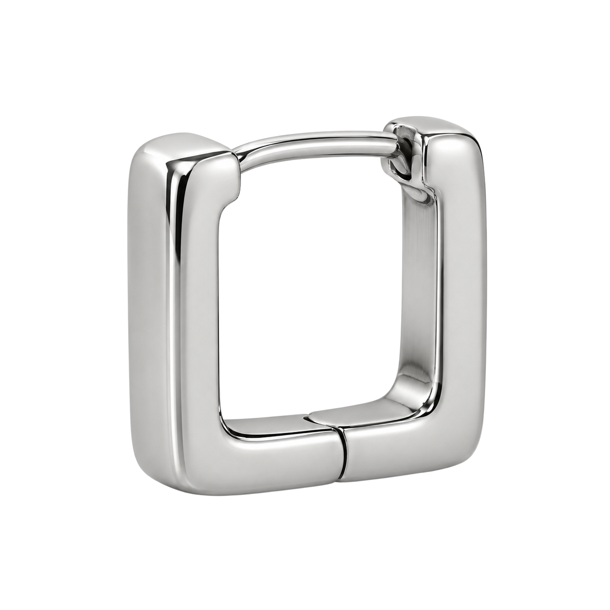 Square Polished Stainless Steel Hoop Earring | Dummyroses