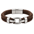 Brown Suede & Polished Stainless Steel Bracelet | Dummyroses