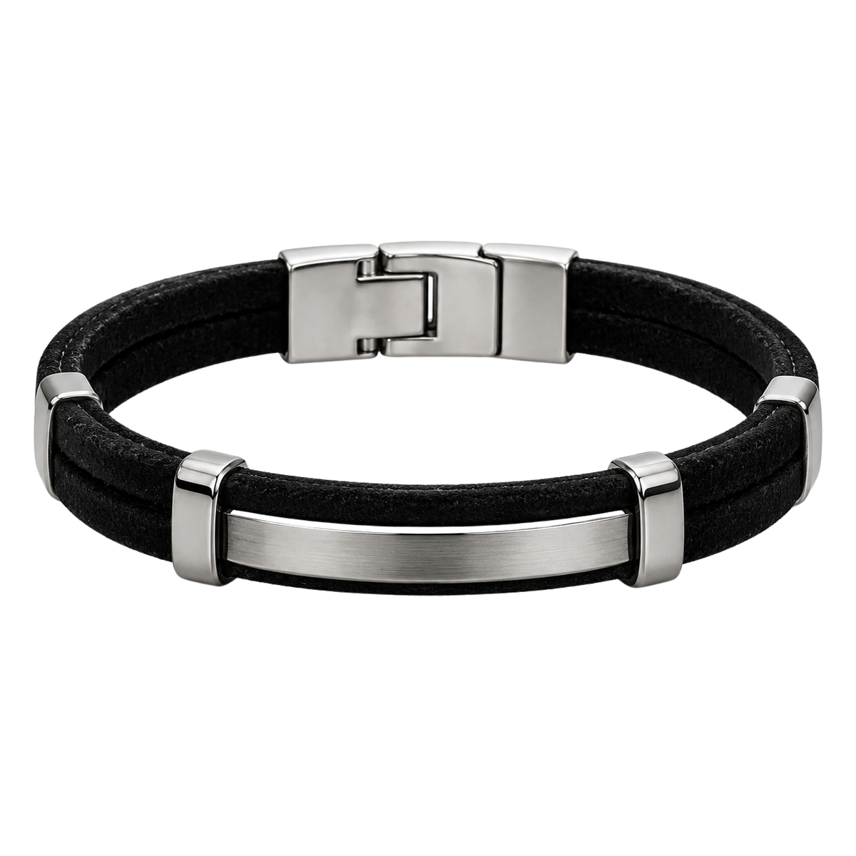 Black Suede & Brushed Stainless Steel Bracelet | Dummyroses